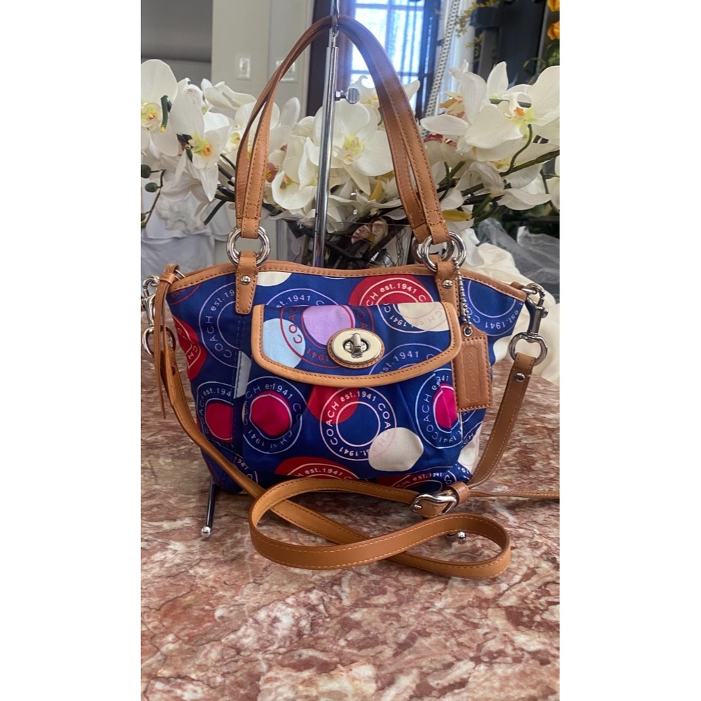 New COACH Leah Snaphead Multicolor Polka-Dot Tote Crossbody Bag F14730,  $248